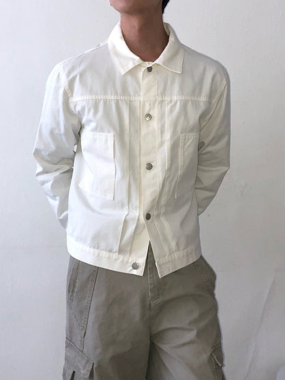 MAGNOLIA Cotton Trucker Jacket(WHITE, BLACK) 商品画像3/15