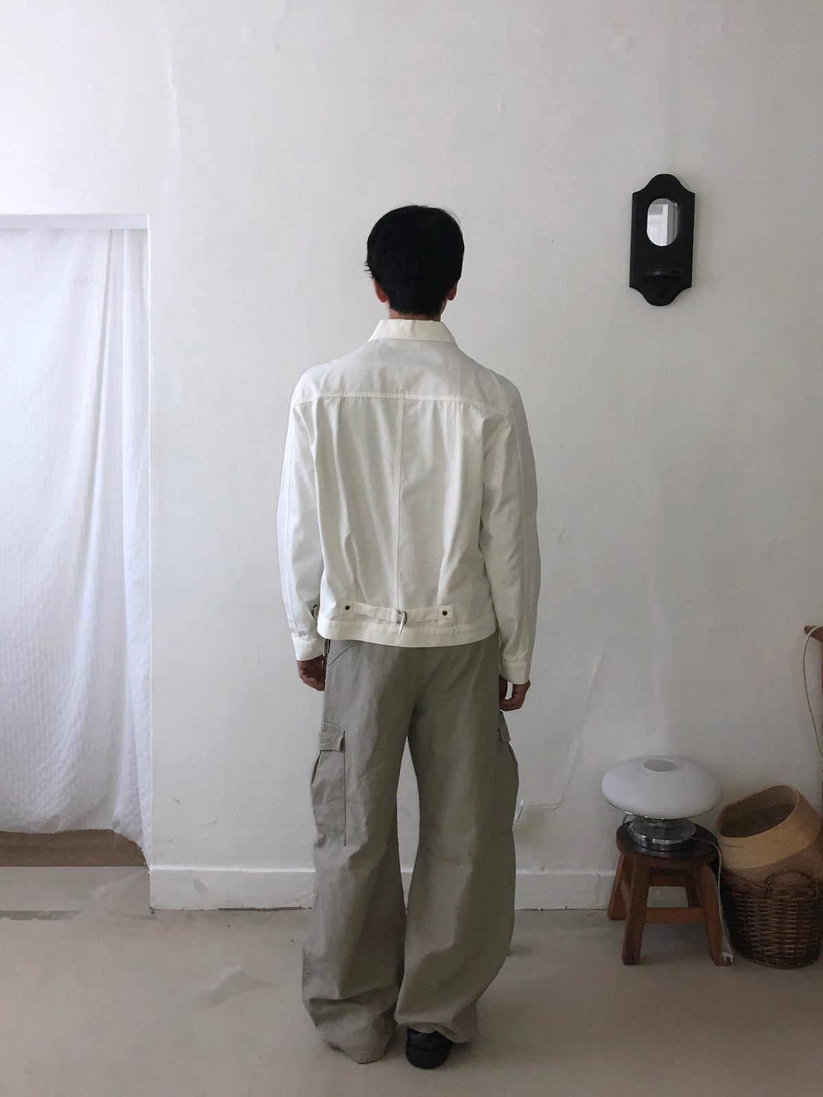 MAGNOLIA Cotton Trucker Jacket(WHITE, BLACK) 商品画像4/15