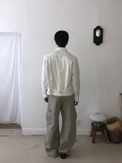 MAGNOLIA Cotton Trucker Jacket(WHITE, BLACK) 商品画像4/15