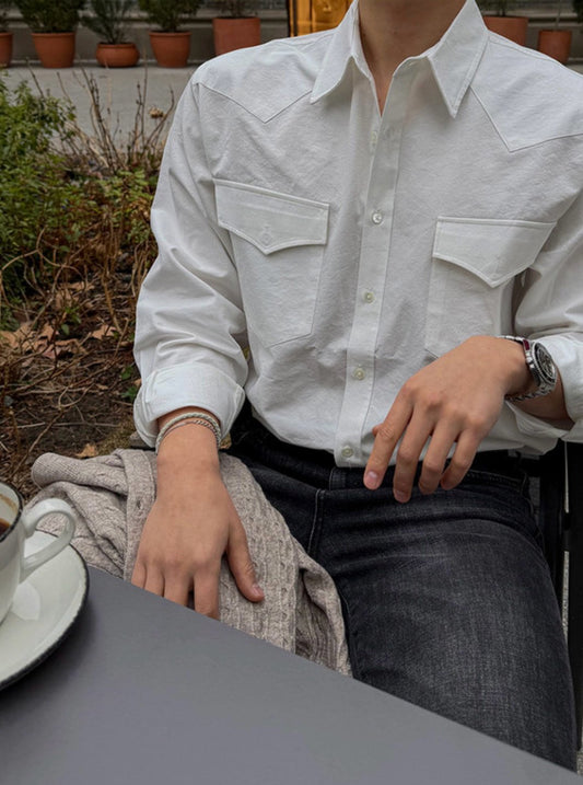 MAGNOLIA Cova Western Two-Pocket Shirt(WHITE,SAND,KHAKI,NAVY) 商品画像1/13