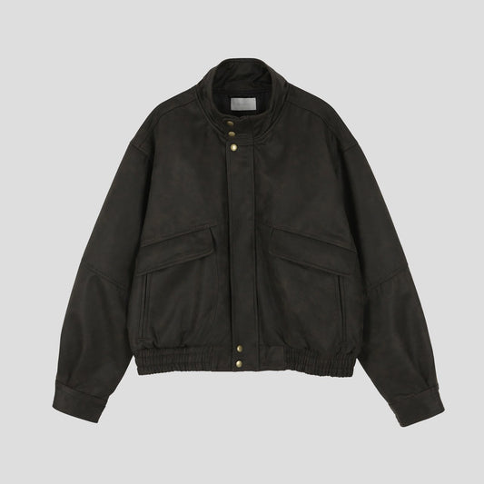 MAGNOLIA Crack Texture Harrington Jacket(KHAKI BROWN) 商品画像3/15