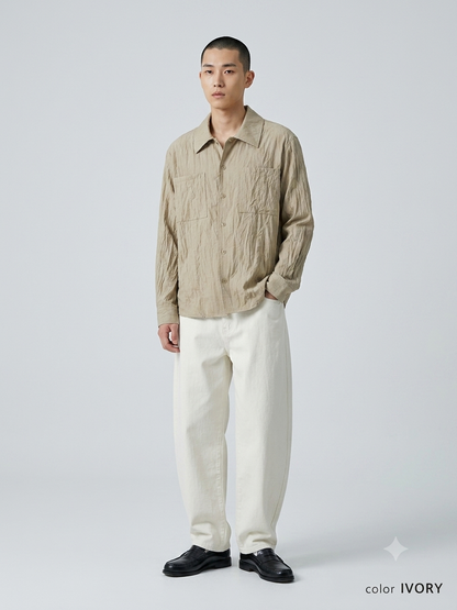 MAGNOLIA Crinkle Textured Shirt Jacket(IVORY,BEIGE,NAVY,BLACK) 商品画像1/11