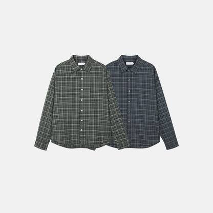 MAGNOLIA Cropped Check Shirt(NAVY, KHAKI) 商品画像12/12
