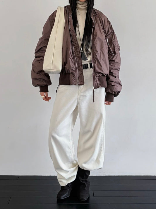 MAGNOLIA Cropped City MA-1 Jacket(KHAKI,SKY,BROWN,BLACK) 商品画像3/6