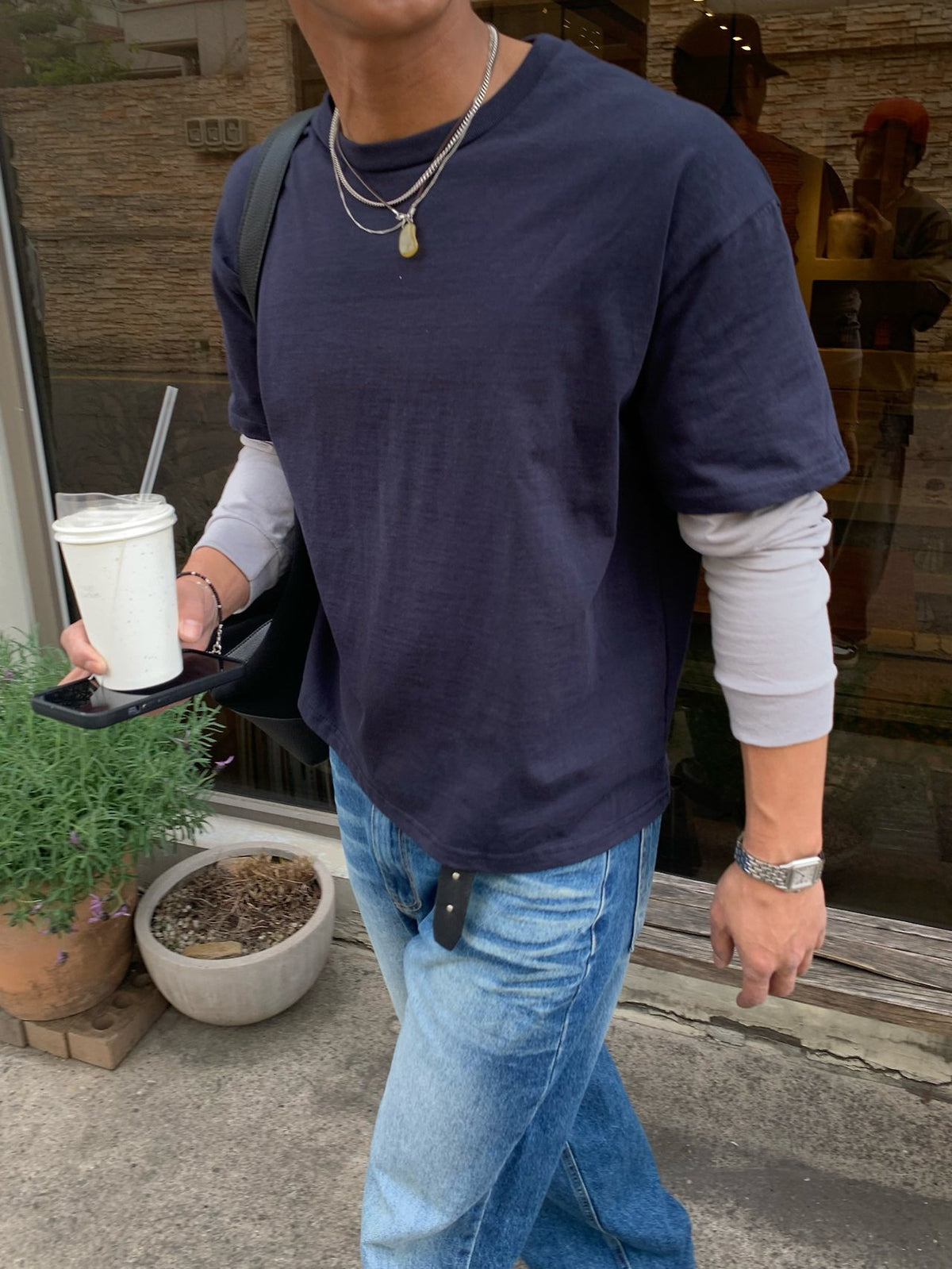 MAGNOLIA Cropped Layered T-Shirt(CREAM,PURPLE,NAVY,BLUE) 商品画像10/28