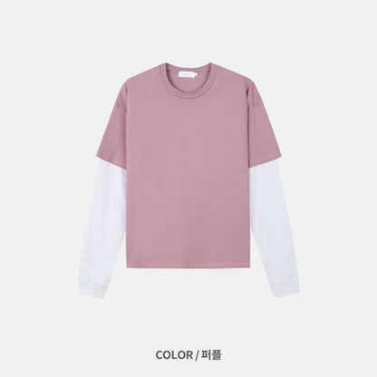 MAGNOLIA Cropped Layered T-Shirt(CREAM,PURPLE,NAVY,BLUE) 商品画像25/28
