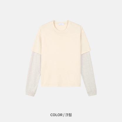 MAGNOLIA Cropped Layered T-Shirt(CREAM,PURPLE,NAVY,BLUE) 商品画像27/28