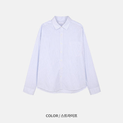 MAGNOLIA Cropped Stripe Shirt(BLUE STRIPE) 商品画像10/12