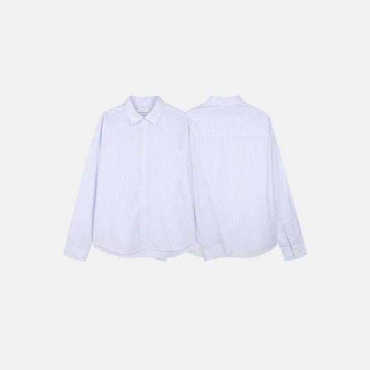 MAGNOLIA Cropped Stripe Shirt(BLUE STRIPE) 商品画像12/12