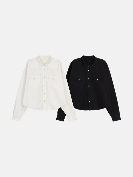 MAGNOLIA Cropped Western Shirts(BLACK,WHITE) 商品画像1/16
