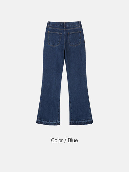 MAGNOLIA Cutoff Flare Denim(BLUE,BLACK) 商品画像4/5