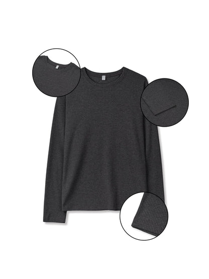 MAGNOLIA Daily Ribbed Long Sleeve Tee(WHITE, BROWN, GRAY, CHARCOAL, BLACK) 商品画像1/10