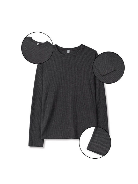 MAGNOLIA Daily Ribbed Long Sleeve Tee(WHITE, BROWN, GRAY, CHARCOAL, BLACK) 商品画像1/10