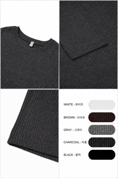 MAGNOLIA Daily Ribbed Long Sleeve Tee(WHITE, BROWN, GRAY, CHARCOAL, BLACK) 商品画像4/10