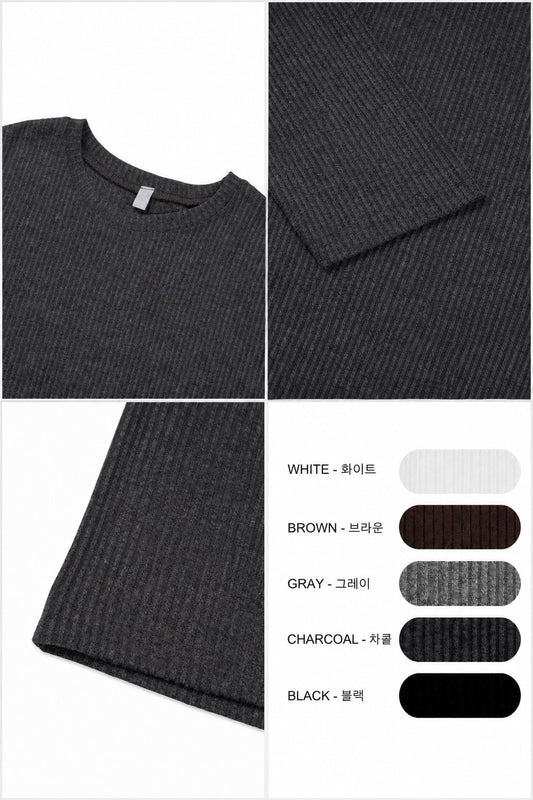MAGNOLIA Daily Ribbed Long Sleeve Tee(WHITE, BROWN, GRAY, CHARCOAL, BLACK) 商品画像4/10