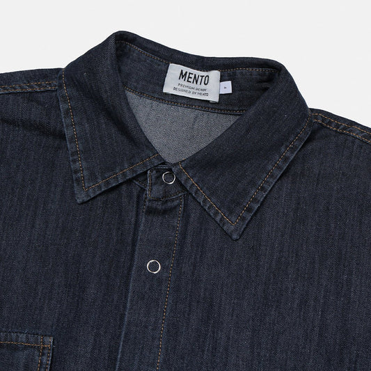 MAGNOLIA Denim Shirt Jacket(DARK BLUE, BLACK) 商品画像2/12