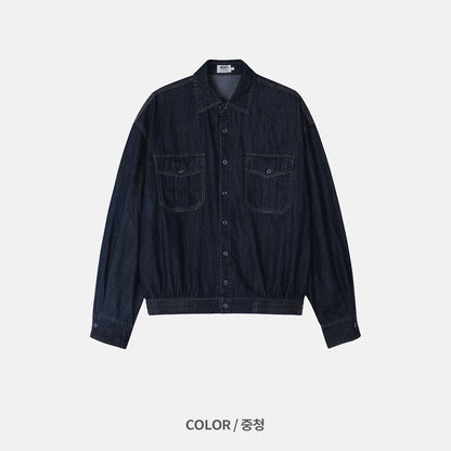 MAGNOLIA Denim Shirt Jacket(DARK BLUE, BLACK) 商品画像10/12
