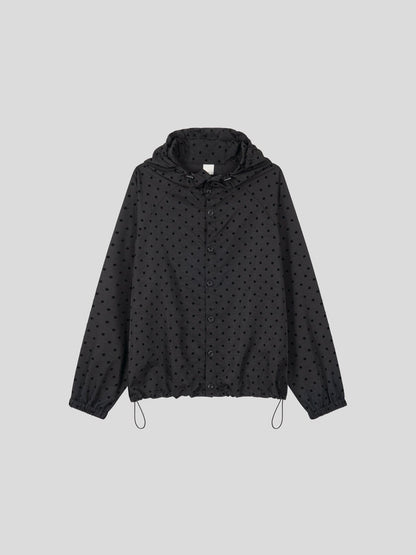 MAGNOLIA Dot Print Hooded Coach Jacket(OLIVE,WINE,BLACK) 商品画像3/11