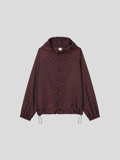 MAGNOLIA Dot Print Hooded Coach Jacket(OLIVE,WINE,BLACK) 商品画像4/11