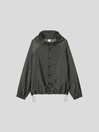 MAGNOLIA Dot Print Hooded Coach Jacket(OLIVE,WINE,BLACK) 商品画像5/11