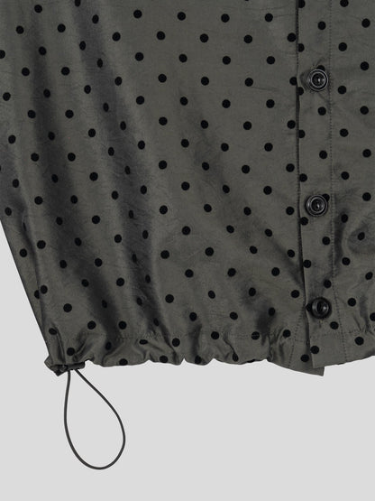 MAGNOLIA Dot Print Hooded Coach Jacket(OLIVE,WINE,BLACK) 商品画像8/11