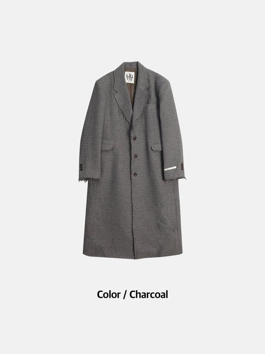 MAGNOLIA Drape Tweed Coat(CHARCOAL,BLACK) 商品画像2/5