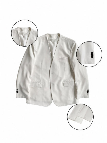MAGNOLIA Dress No-Collar Jacket & Semi-Flare Slacks Setup(IVORY, BLACK) 商品画像2/18