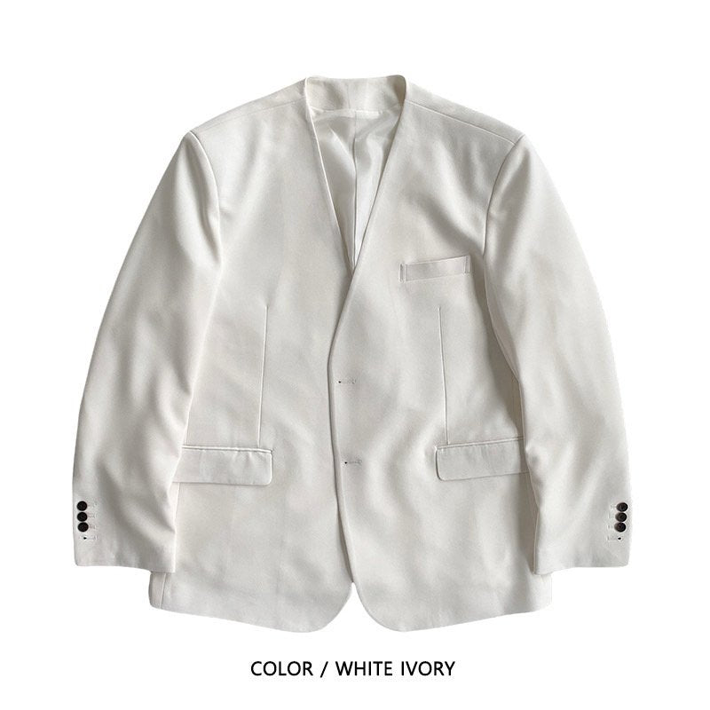 MAGNOLIA Dress No-Collar Jacket & Semi-Flare Slacks Setup(IVORY, BLACK) 商品画像6/18