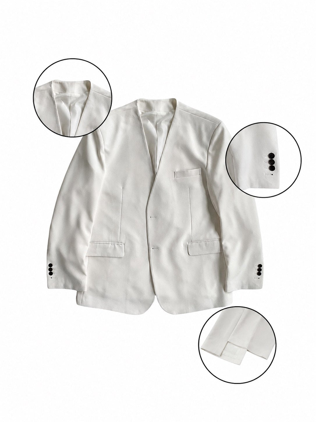 MAGNOLIA Dress No-Collar Jacket & Semi-Flare Slacks Setup(IVORY, BLACK) 商品画像9/18