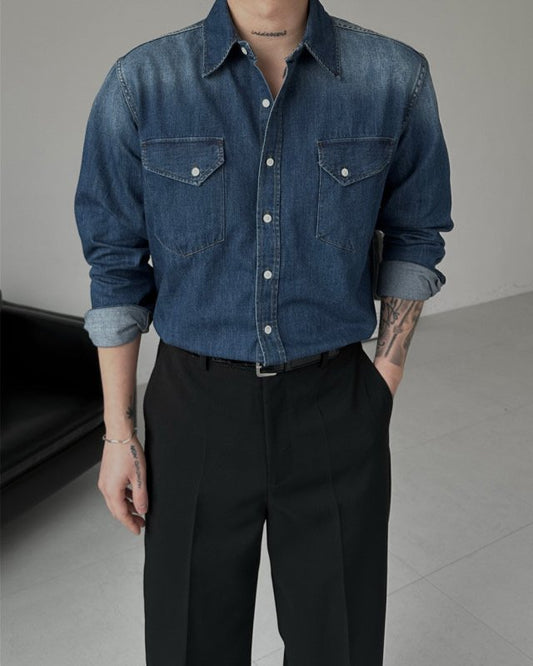 MAGNOLIA Eren Western Denim Shirt(MEDIUM BLUE,LIGHT BLUE) 商品画像2/18
