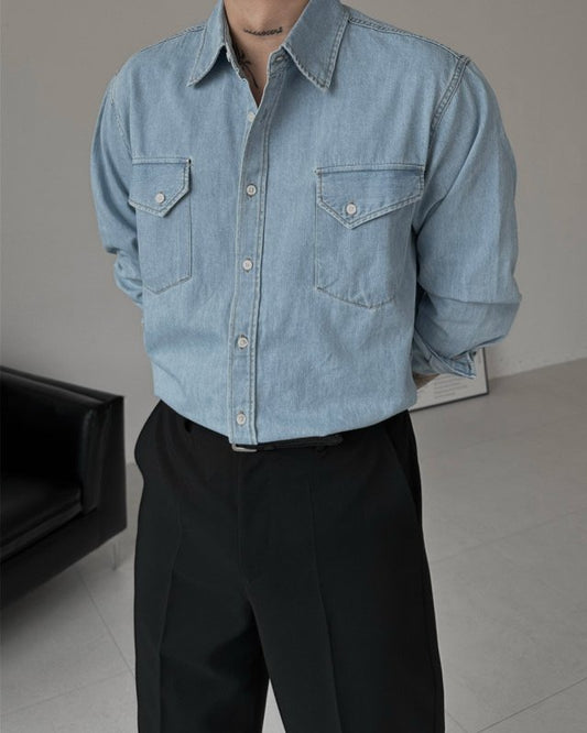 MAGNOLIA Eren Western Denim Shirt(MEDIUM BLUE,LIGHT BLUE) 商品画像4/18