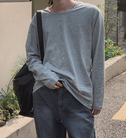MAGNOLIA Essential U-Neck Long Sleeve Tee(BLACK,GRAY,WHITE) 商品画像1/17