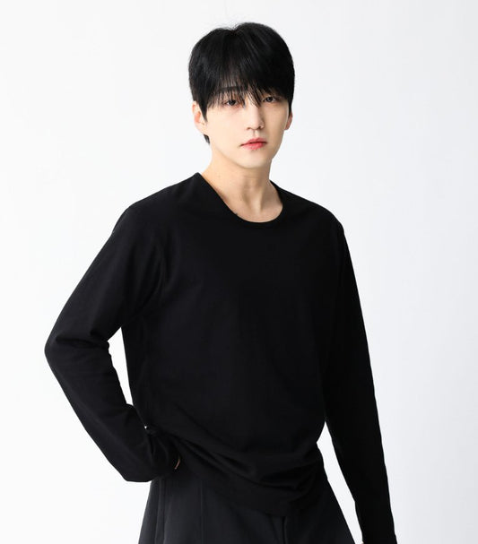 MAGNOLIA Essential U-Neck Long Sleeve Tee(BLACK,GRAY,WHITE) 商品画像1/24
