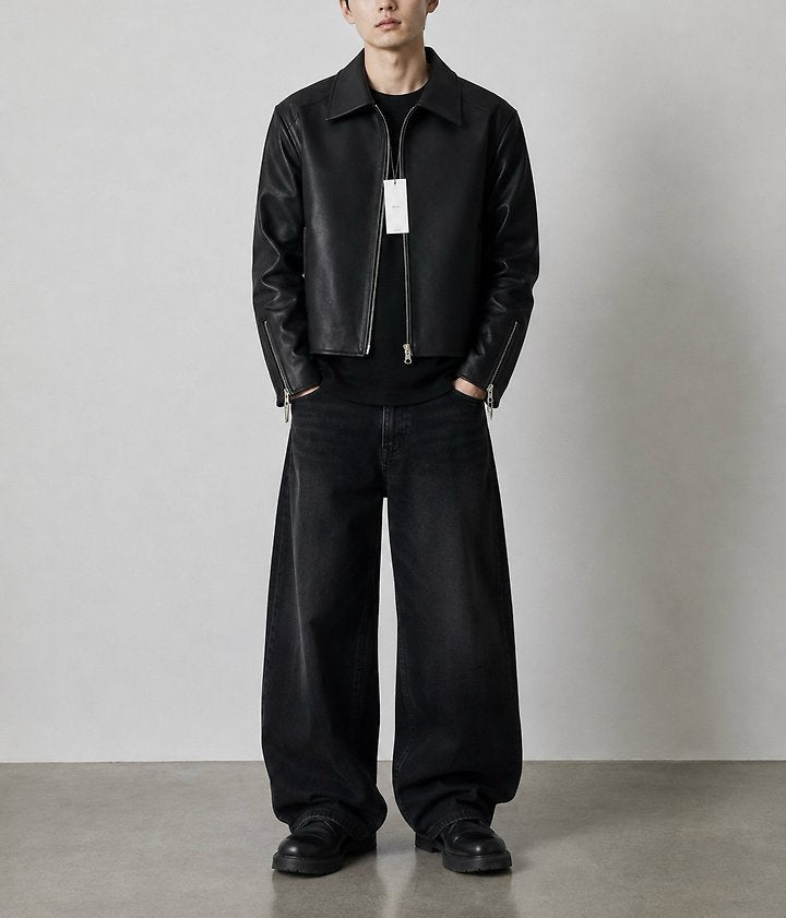 MAGNOLIA Faux Leather Zip-Up Jacket(ブラウン) 商品画像2/14