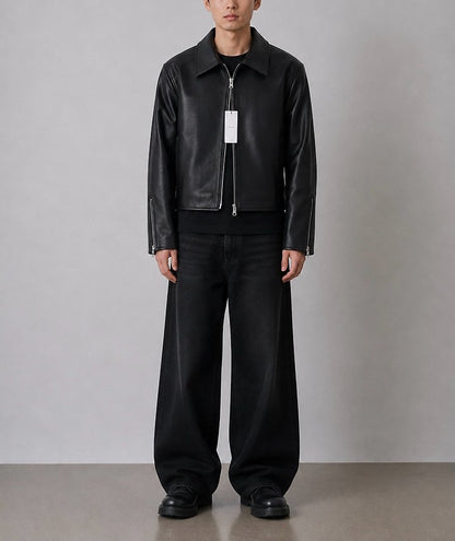 MAGNOLIA Faux Leather Zip-Up Jacket(ブラウン) 商品画像6/14