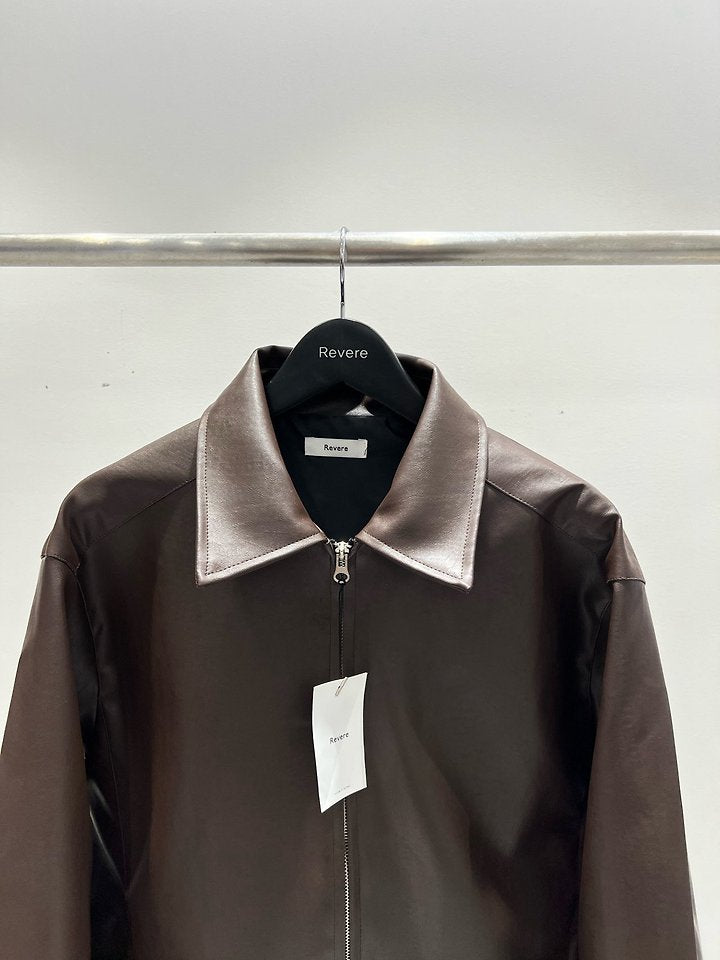 MAGNOLIA Faux Leather Zip-Up Jacket(ブラウン) 商品画像14/14