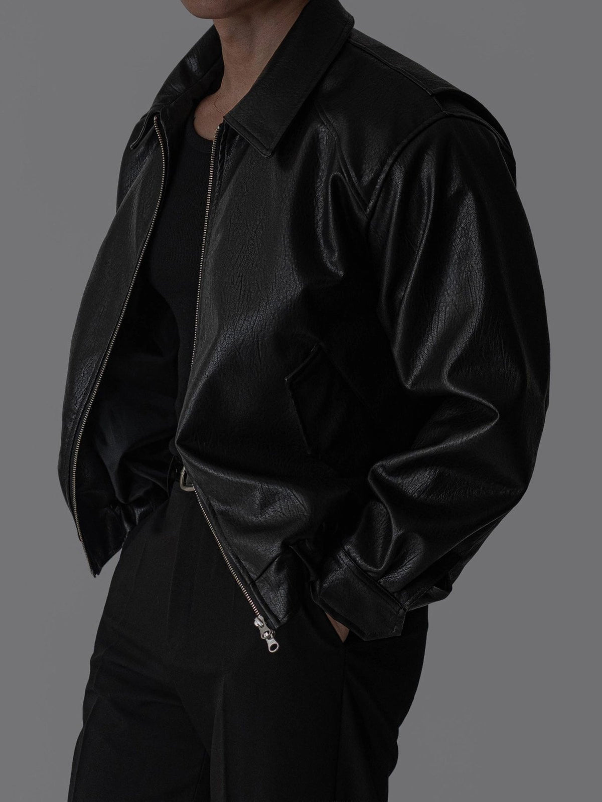 MAGNOLIA Fresh Faux Leather Jacket(BLACK, BROWN) 商品画像4/13