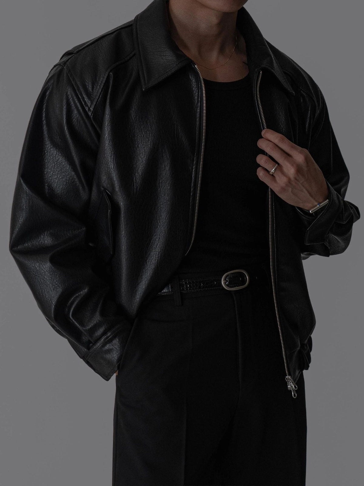 MAGNOLIA Fresh Faux Leather Jacket(BLACK, BROWN) 商品画像5/13