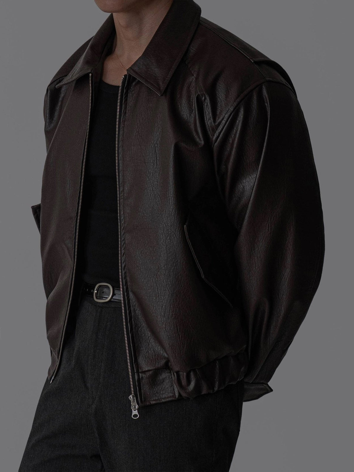MAGNOLIA Fresh Faux Leather Jacket(BLACK, BROWN) 商品画像10/13