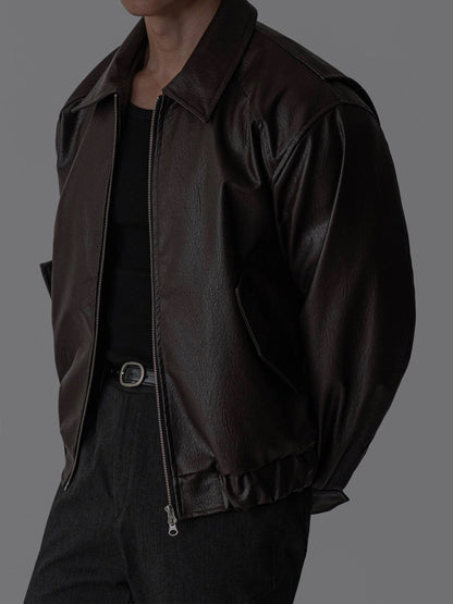 MAGNOLIA Fresh Faux Leather Jacket(BLACK, BROWN) 商品画像10/13