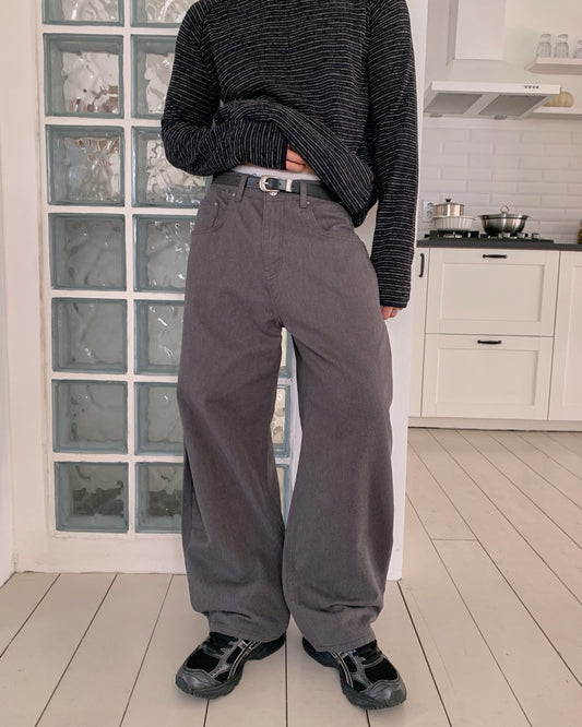 MAGNOLIA FW Side Tuck Wide Pants(WHITE,BEIGE,CHARCOAL,BLACK) 商品画像13/17