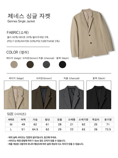 MAGNOLIA Genes Single Jacket & Banding Slacks Setup(BEIGE, BROWN, CHARCOAL, BLACK) 商品画像2/18