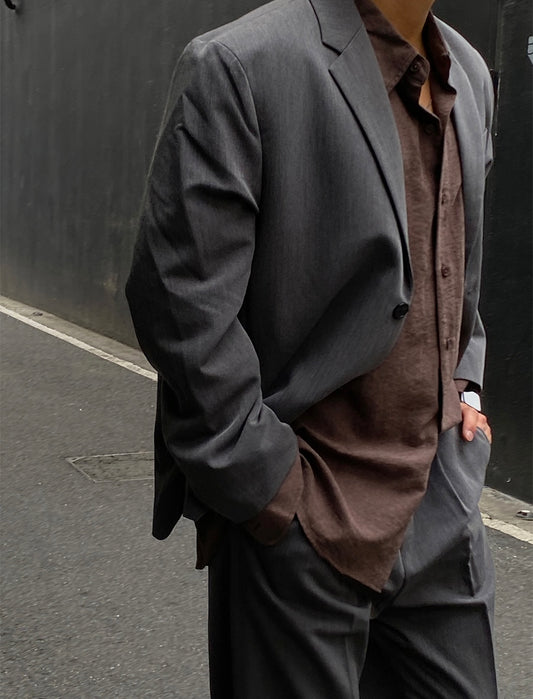 MAGNOLIA Genes Single Jacket & Banding Slacks Setup(BEIGE,BROWN,CHARCOAL,BLACK) 商品画像3/35
