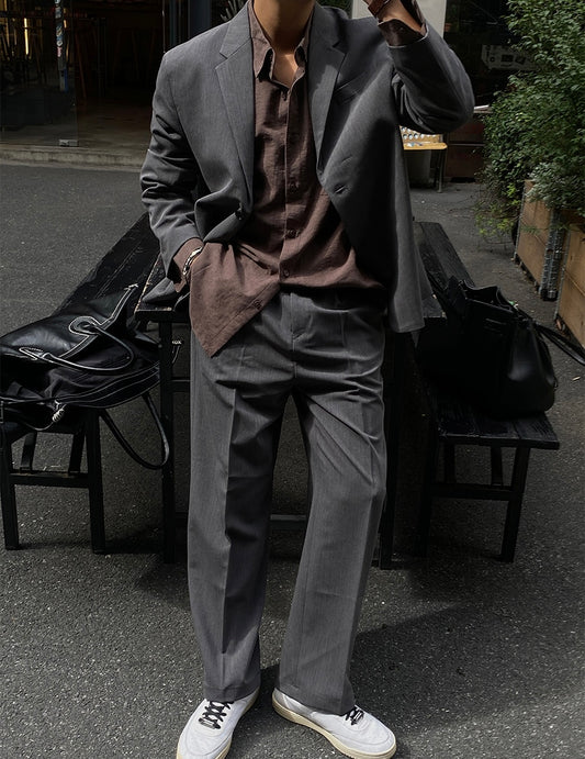 MAGNOLIA Genes Single Jacket & Banding Slacks Setup(BEIGE,BROWN,CHARCOAL,BLACK) 商品画像4/35