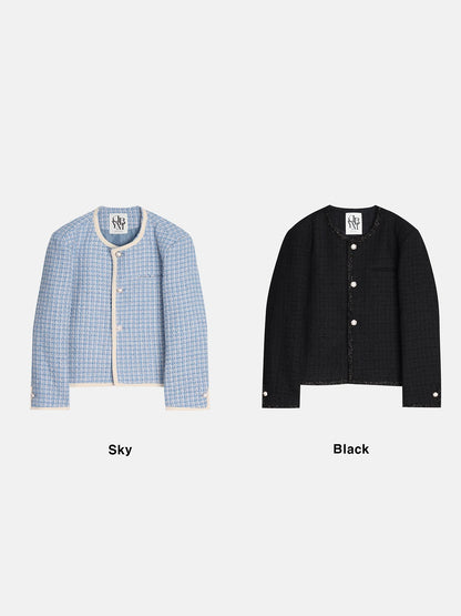 MAGNOLIA Giselle Tweed Jacket(SKY,BLACK) 商品画像1/1