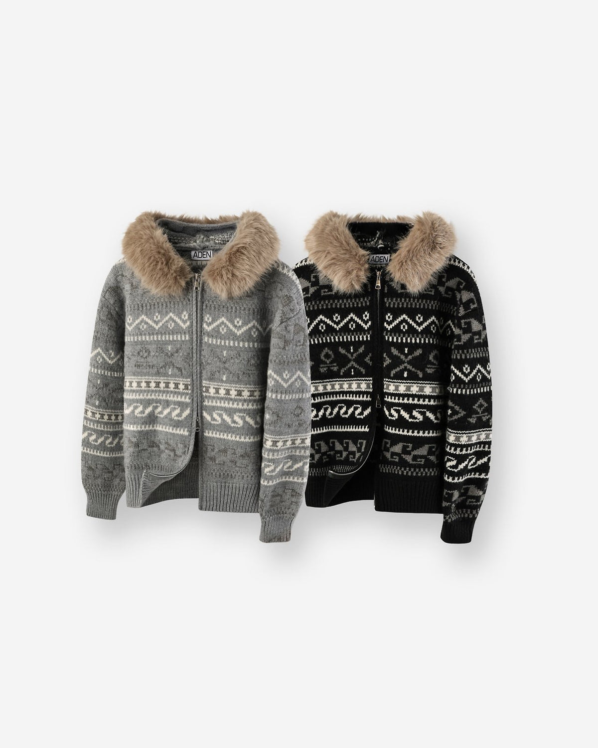 MAGNOLIA Glacier Fur Knit Hood Zip-Up(GRAY,BLACK) 商品画像1/10