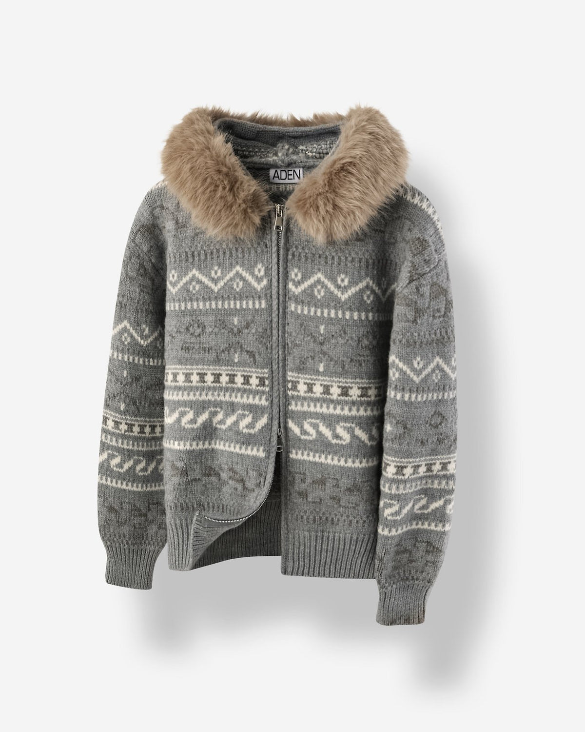 MAGNOLIA Glacier Fur Knit Hood Zip-Up(GRAY,BLACK) 商品画像2/10