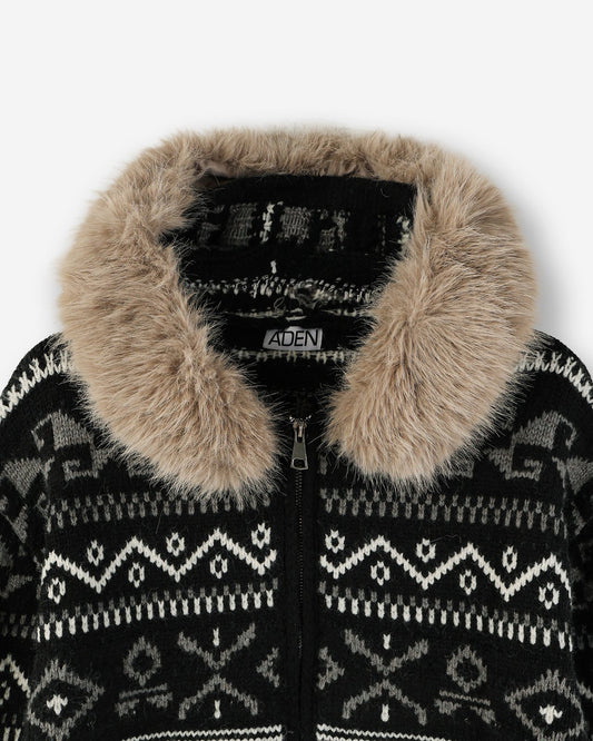 MAGNOLIA Glacier Fur Knit Hood Zip-Up(GRAY,BLACK) 商品画像4/10
