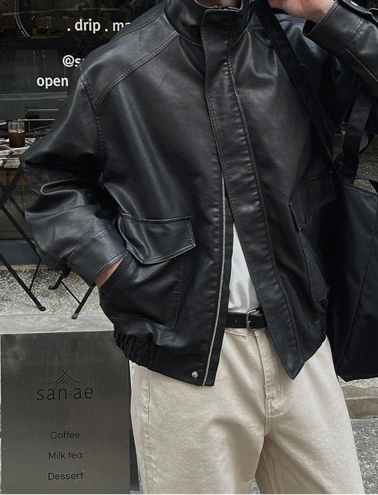 MAGNOLIA Glow Leather Blouson Jacket(BLACK,BROWN) 商品画像1/25