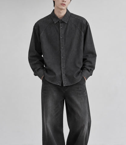 MAGNOLIA GM Cutting Denim Shirt(DARK BLUE,BLACK DENIM) 商品画像2/8